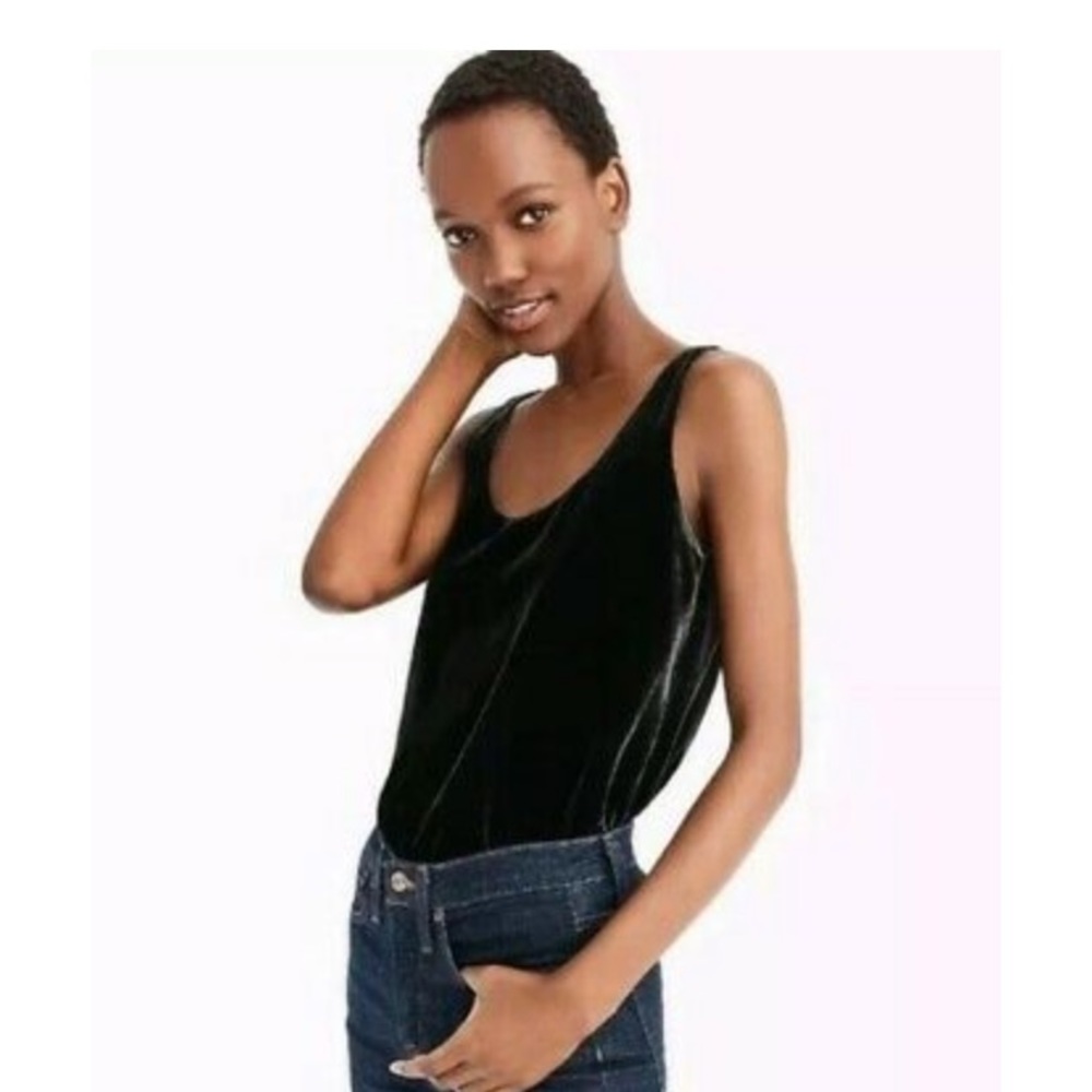 JCrew black velvet tank top shirt size S